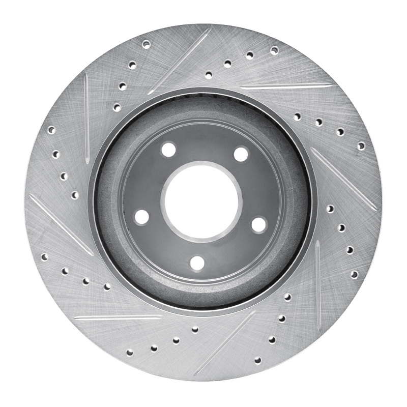 Infiniti JX35 Brake Rotor (1) - Front Right - R1 Concepts - Drilled & Slotted - Silver - `13-`25